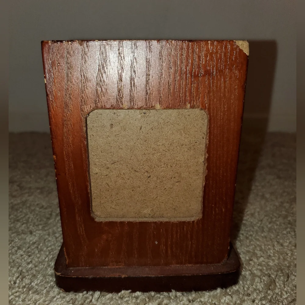 Classic Brown Wooden Photo Frame Pencil/Pen Holder